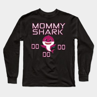 Womens Pink style Mommy Shark Long Sleeve T-Shirt